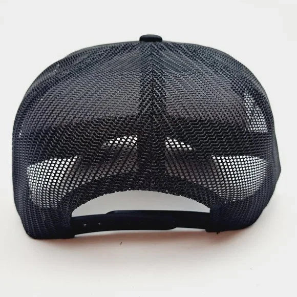 Smiley Face Embroidered Patch Vintage Foam Trucker Mesh Snapback Cap Hat Black