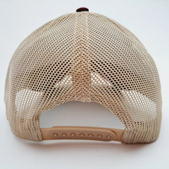 King Ranch Mesh Trucker Snapback Hat Cap Burgundy & Tan Embroidered