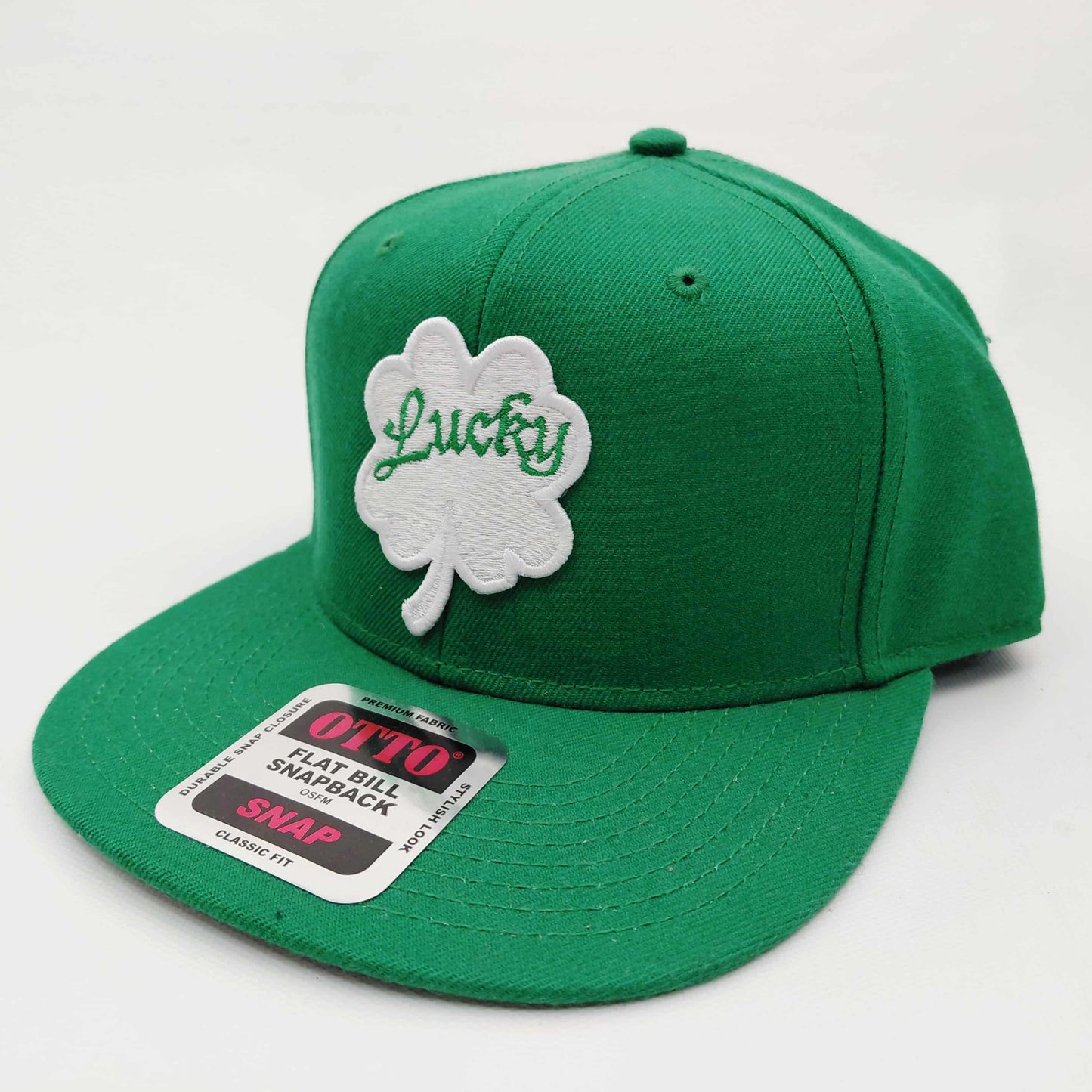 St. Patrick's Day Hat Flat Bill Snapback Green Embroidered Clover Patch