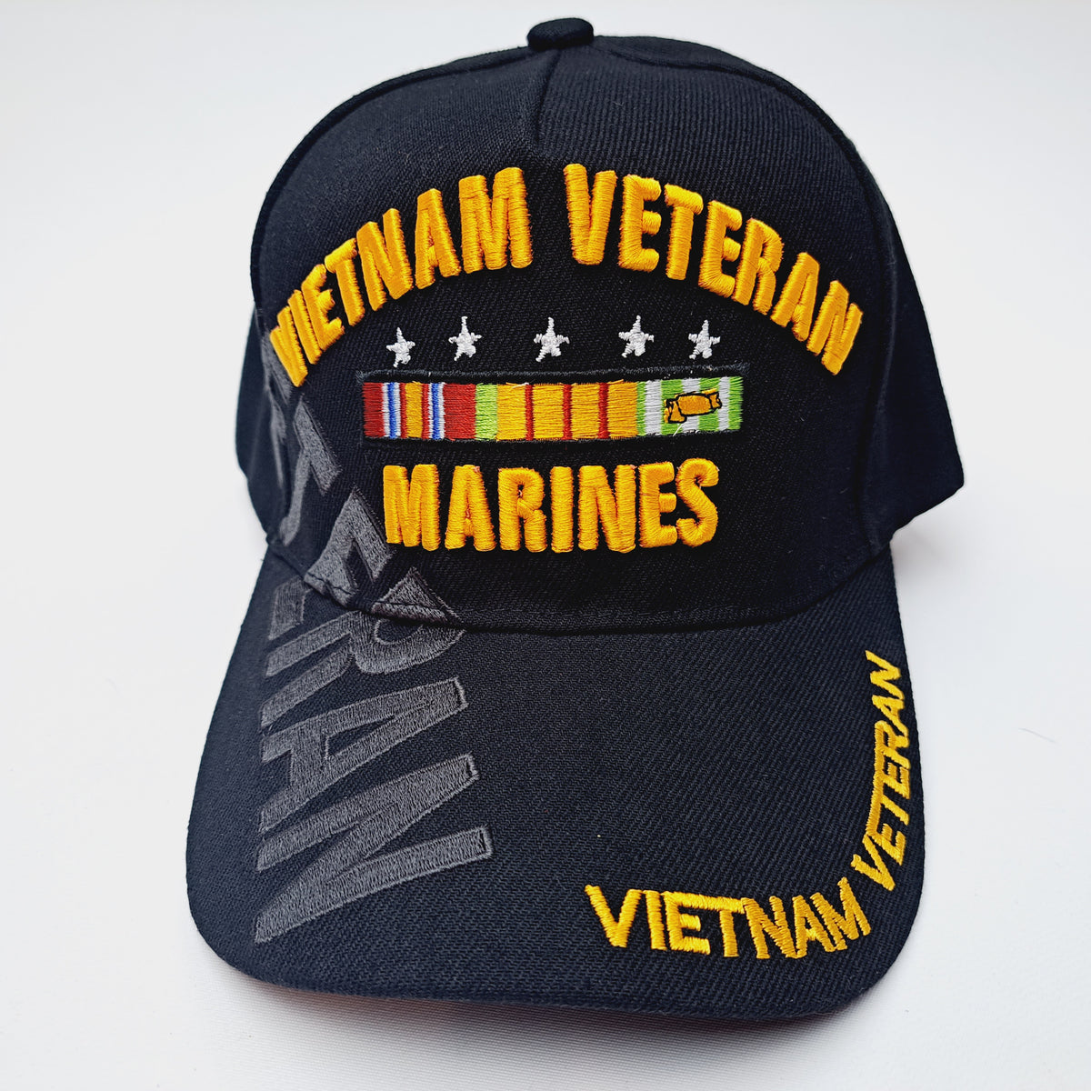 Marines Vietnam Veteran Mens Adjustable Strapback Hat Baseball Cap Embroidered Black