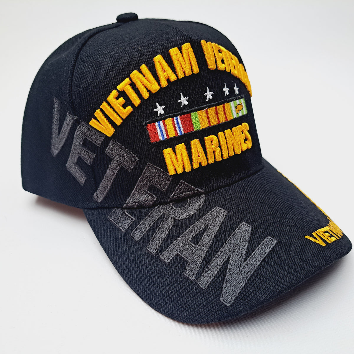 Marines Vietnam Veteran Mens Adjustable Strapback Hat Baseball Cap Embroidered Black