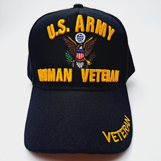 U.S. Army Woman Veteran Women's Baseball Cap Hat Navy Black Embroidered