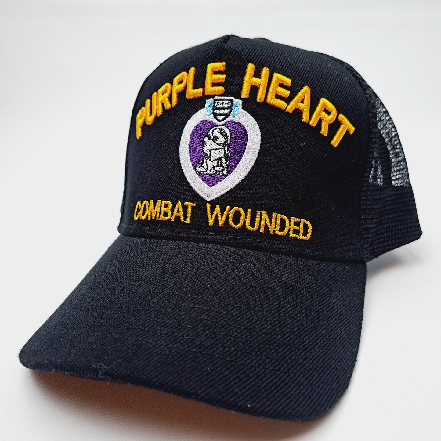 Purple Heart Combat Wounded Men's Cap Ball Hat Black Embroidered Acrylic