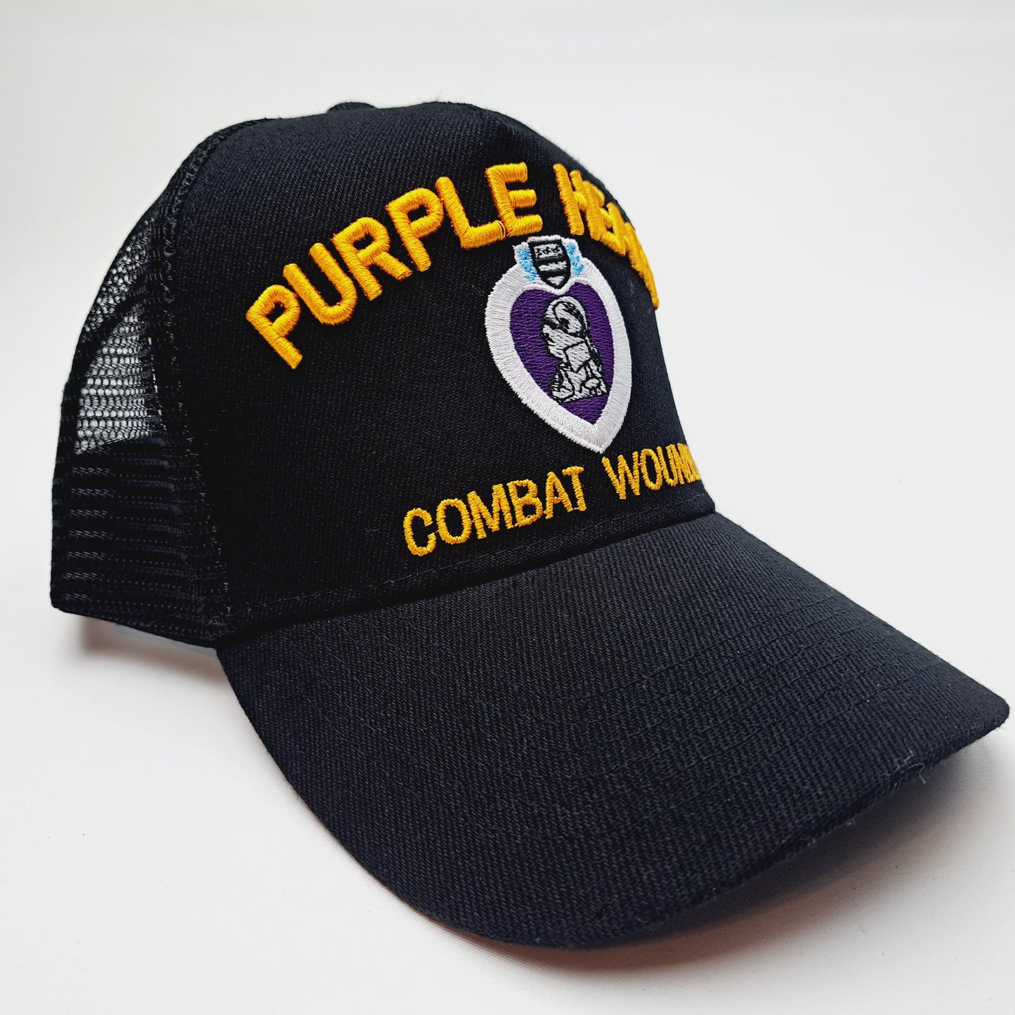 Purple Heart Combat Wounded Men's Cap Ball Hat Black Embroidered Acrylic
