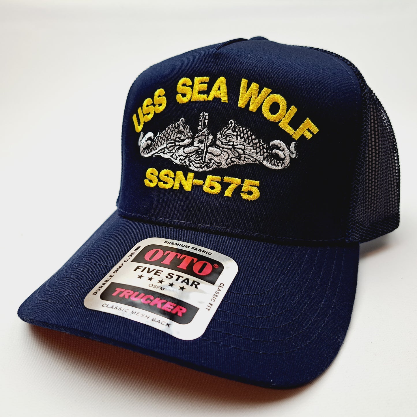 USS Sea Wolf SSN-575 Submarine Boat Baseball Cap Hat Mesh Snapback Blue Embroidered US Navy