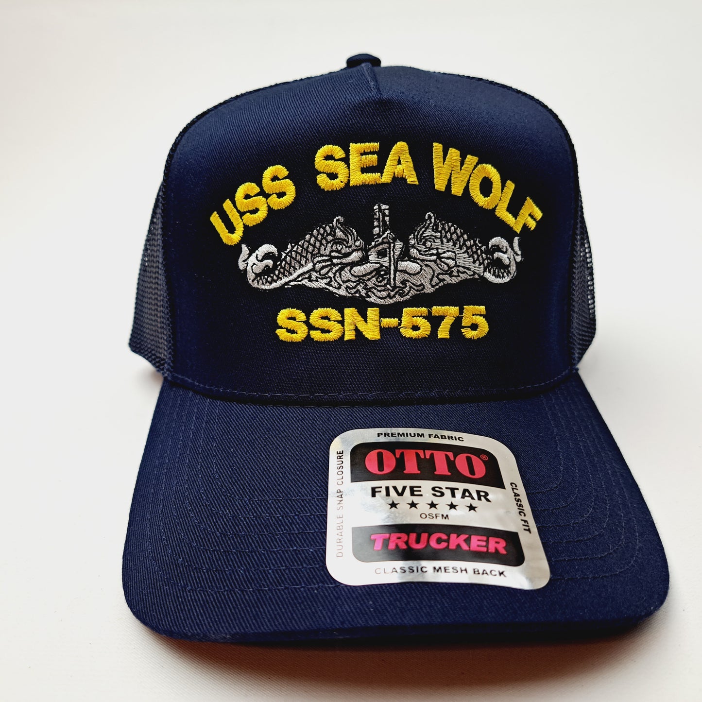 USS Sea Wolf SSN-575 Submarine Boat Baseball Cap Hat Mesh Snapback Blue Embroidered US Navy