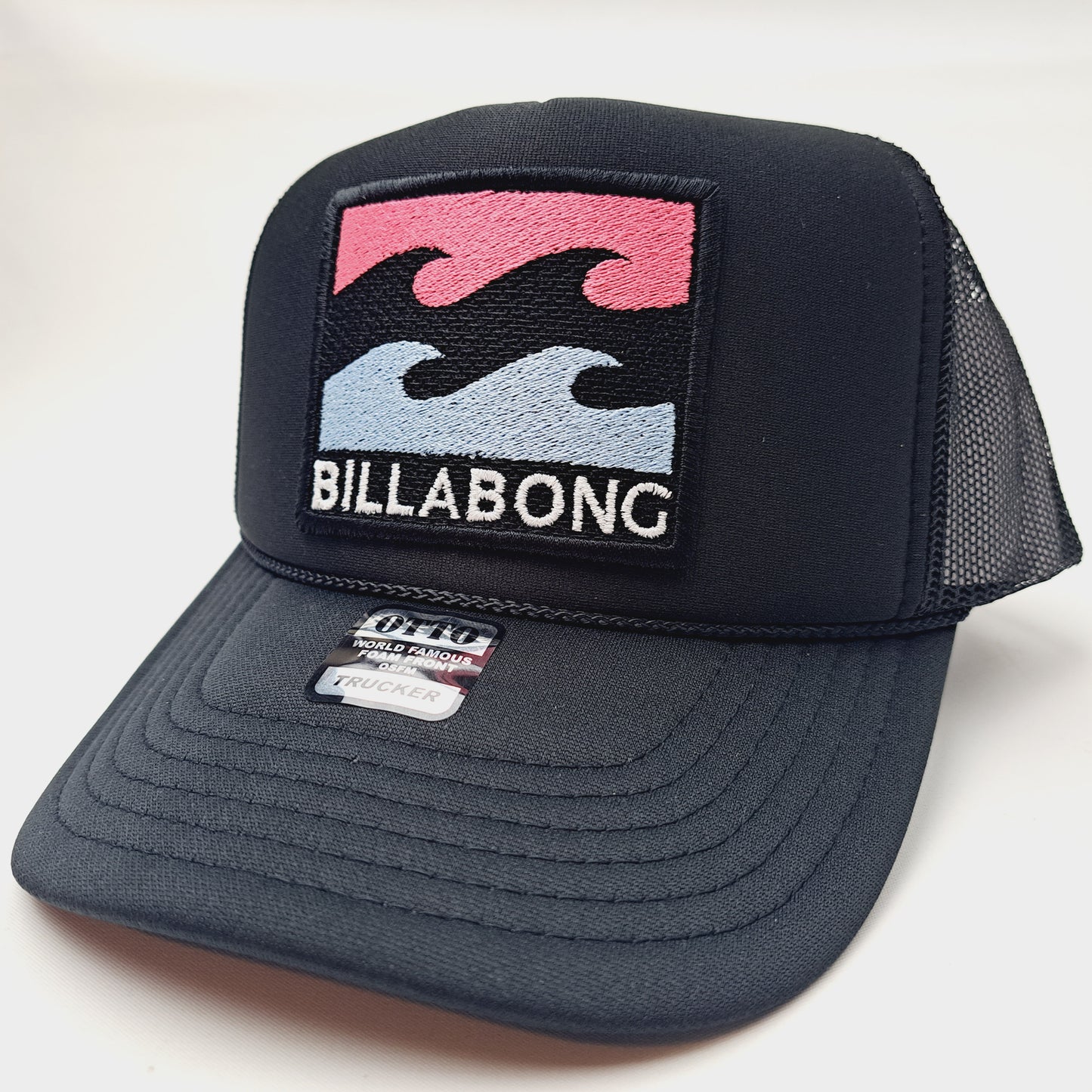 Billabong Embroidered Patch Foam Trucker Mesh Cap Hat Black Snapback