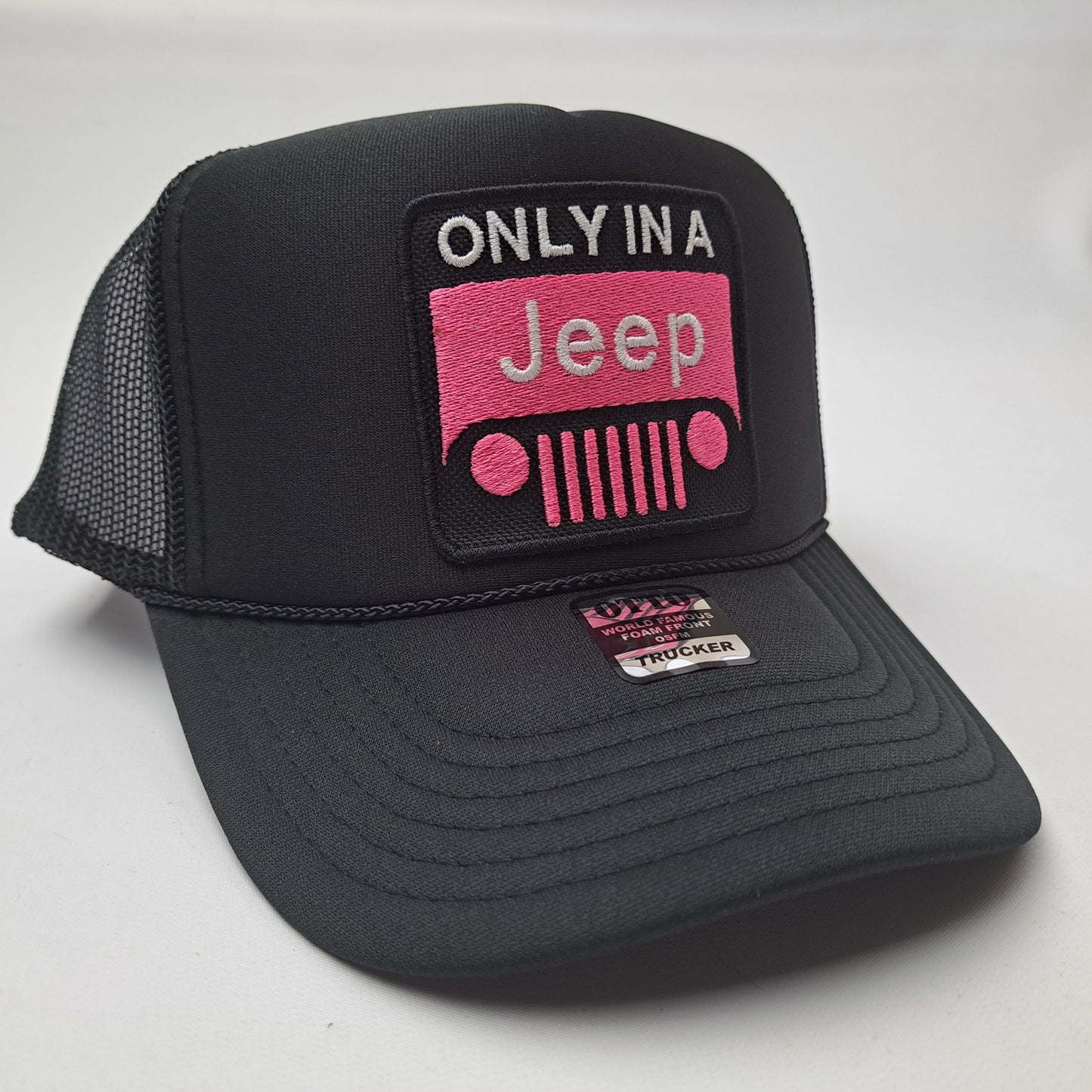Jeep Foam Trucker Mesh Snapback Baseball Cap Hat Black Embroidered Patch Wrangler