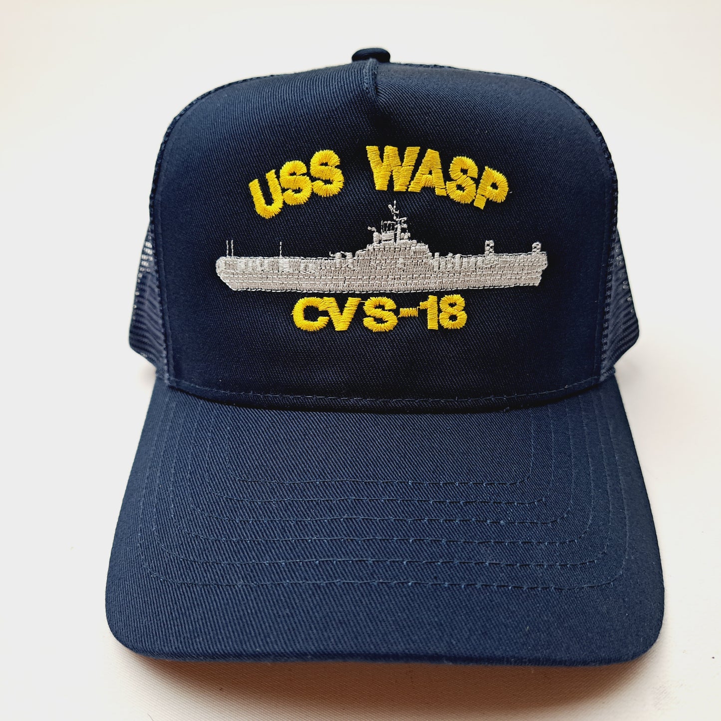 U.S. Navy USS Wasp CVS-18 Men's Mesh Snapback Cap Hat Navy Blue