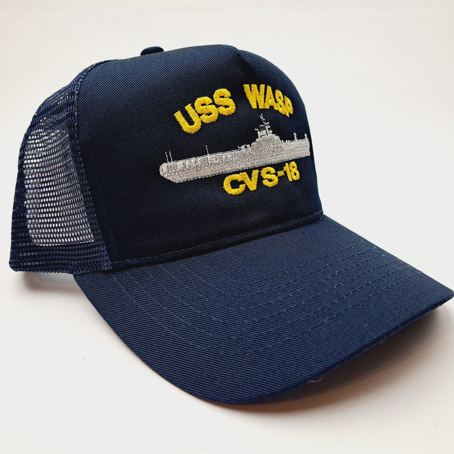 U.S. Navy USS Wasp CVS-18 Men's Mesh Snapback Cap Hat Navy Blue