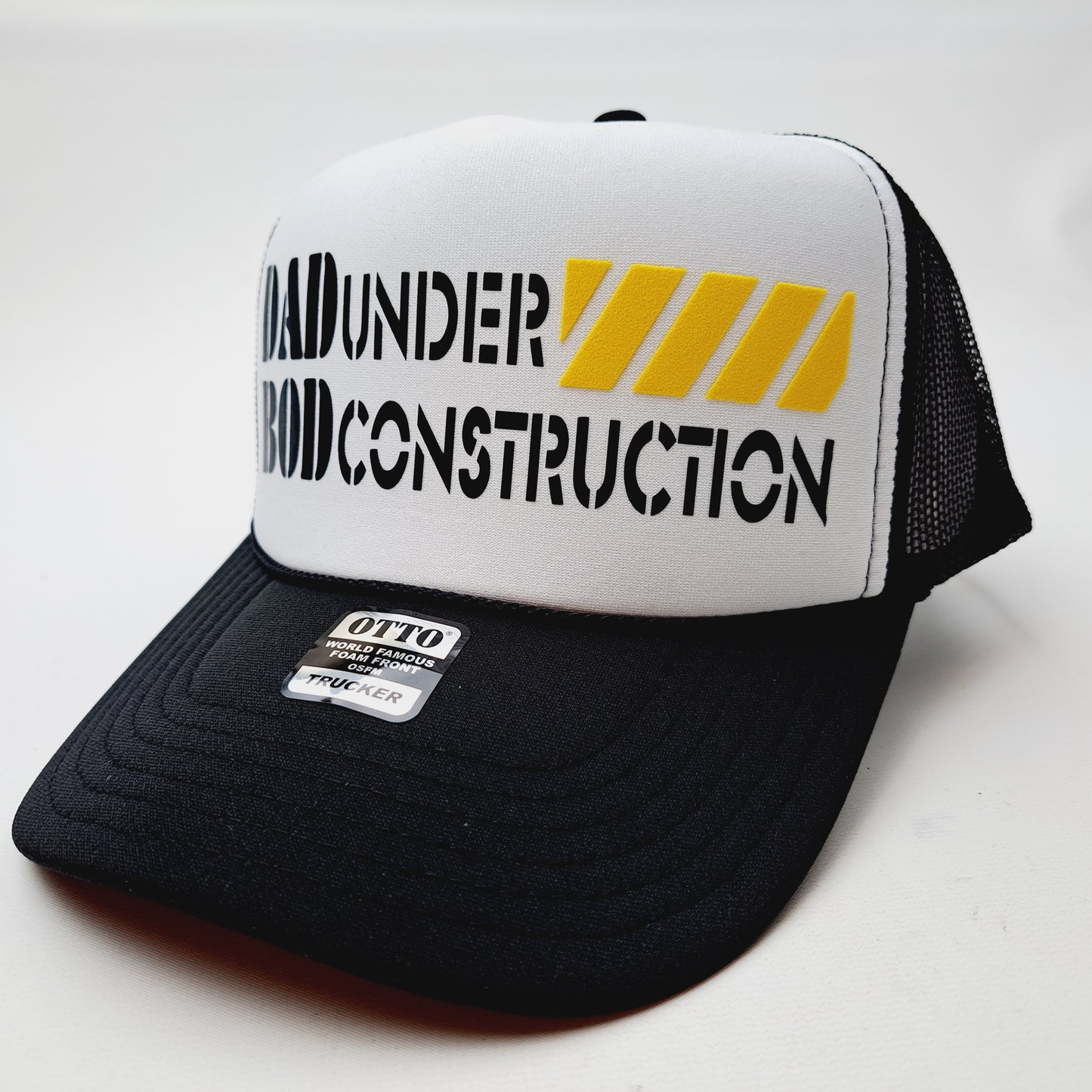 DAD BOD Under Construction Foam Trucker Mesh Cap Hat Black Snapback