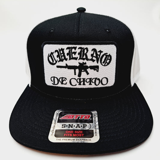 Cuerno De Chivo Embroidered Patch Flat Bill Snapback Mesh Hat Cap OTTO