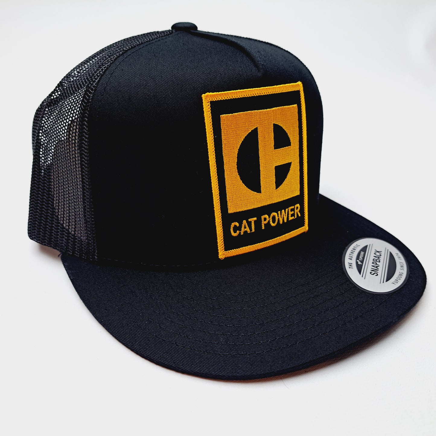 Cat Power Caterpillar Embroidered Flat bill Trucker Mesh Snapback Cap