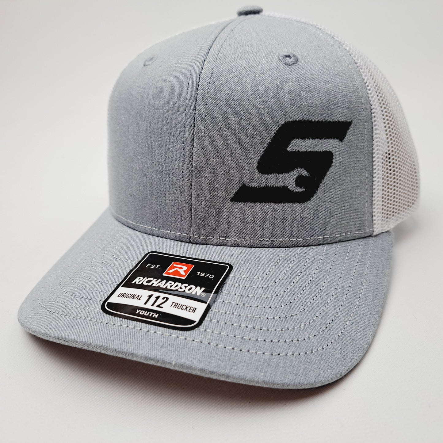 Snap On Snap-On Embroidered Richardson 112 Youth Curved Bill Trucker Mesh Snapback Cap Hat Heather Gray