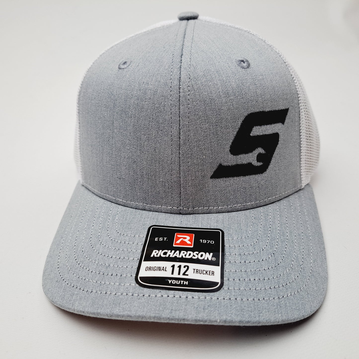 Snap On Snap-On Embroidered Richardson 112 Youth Curved Bill Trucker Mesh Snapback Cap Hat Heather Gray