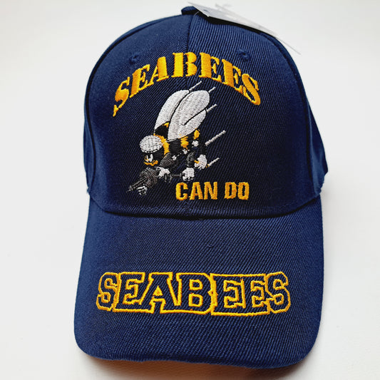 US Navy Seabees Can Do Men's Official Ball Cap Hat Embroidered Navy Blue Acrylic