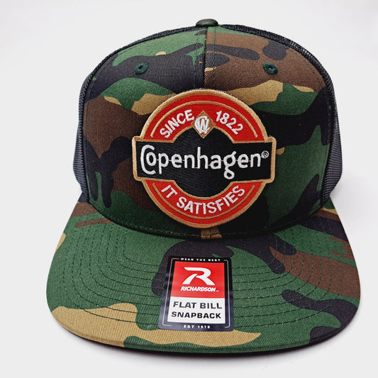Copenhagen Richardson 511 Trucker Mesh Snapback Cap Hat Flat Bill Brim Embroidered Patch Camouflage