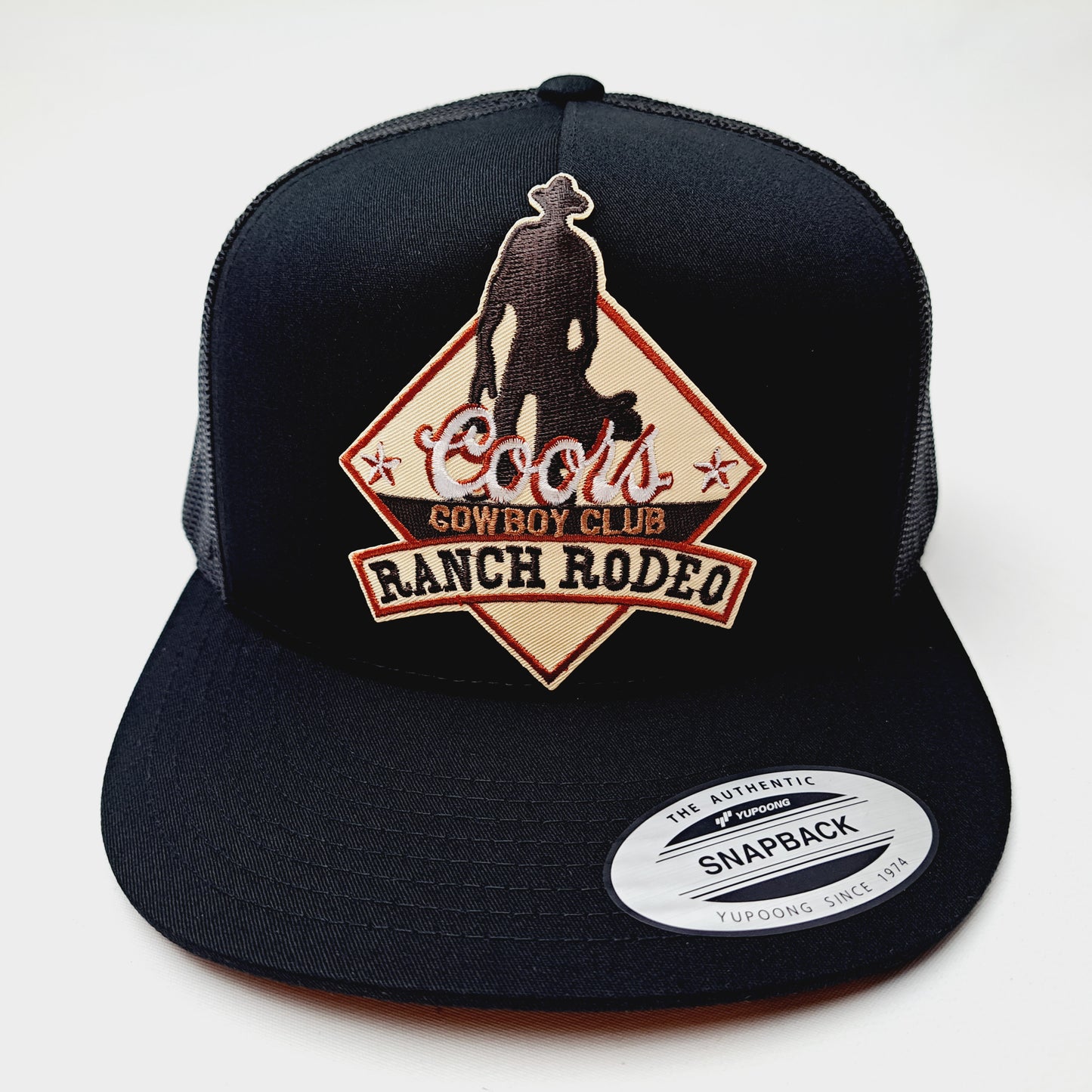 Coors Ranch Rodeo Patch Embroidered Vintage Patch Trucker Mesh Snapback Cap Hat Black