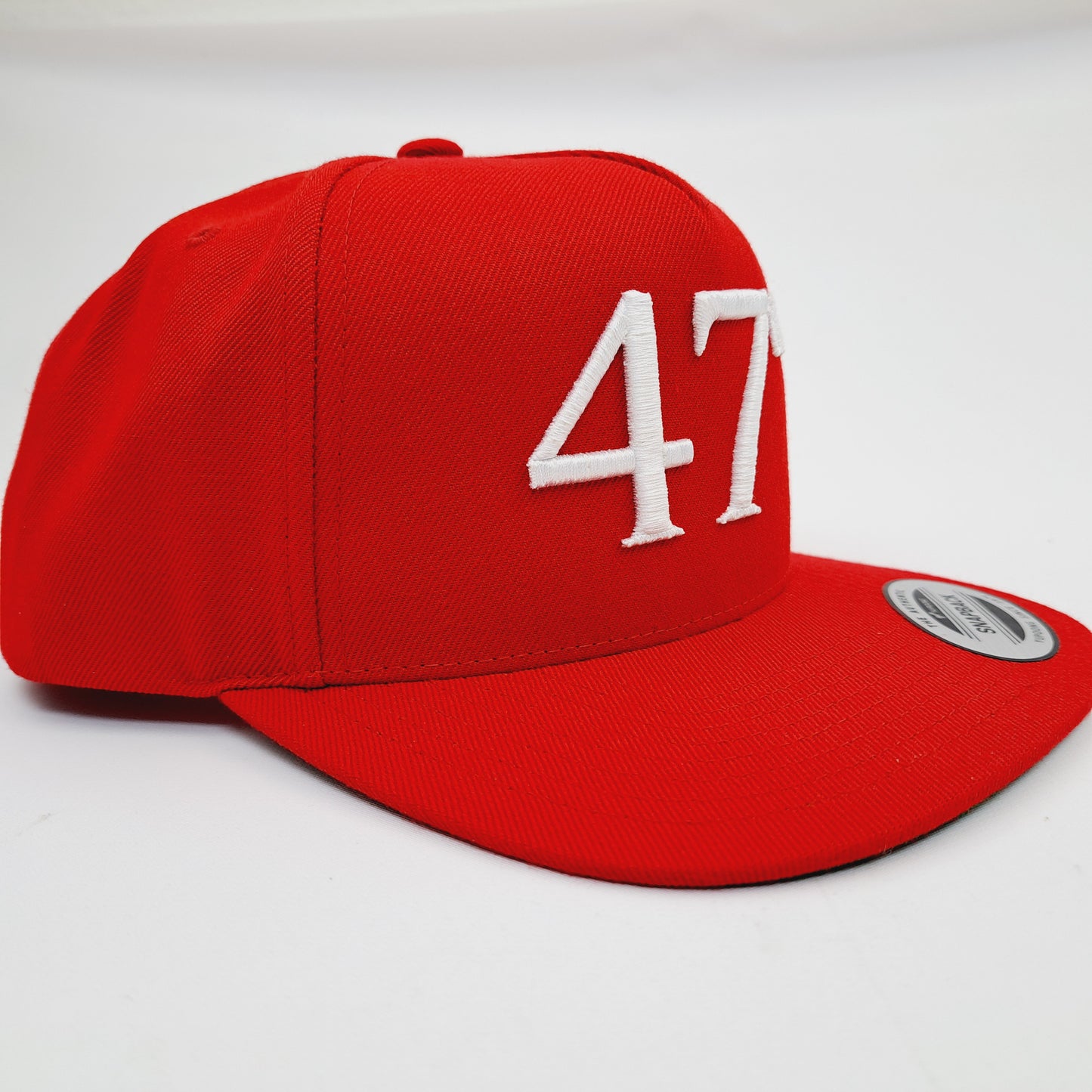 Donald J. Trump 47th 2024 MAGA Embroidered Flat Bill Mesh Snapback Cap Hat Red Yupoong