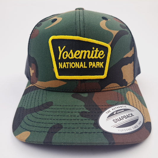 Yosemite National Park Curved bill embroidered patch mesh snapback cap hat Camouflage