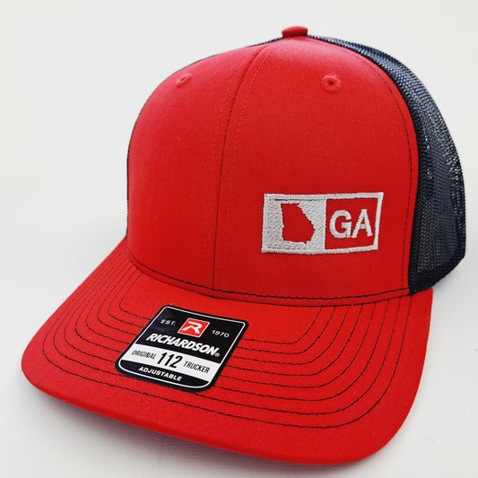 Georgia State Richardson 112 Embroidered Trucker Mesh Snapback Cap Hat Black & Red