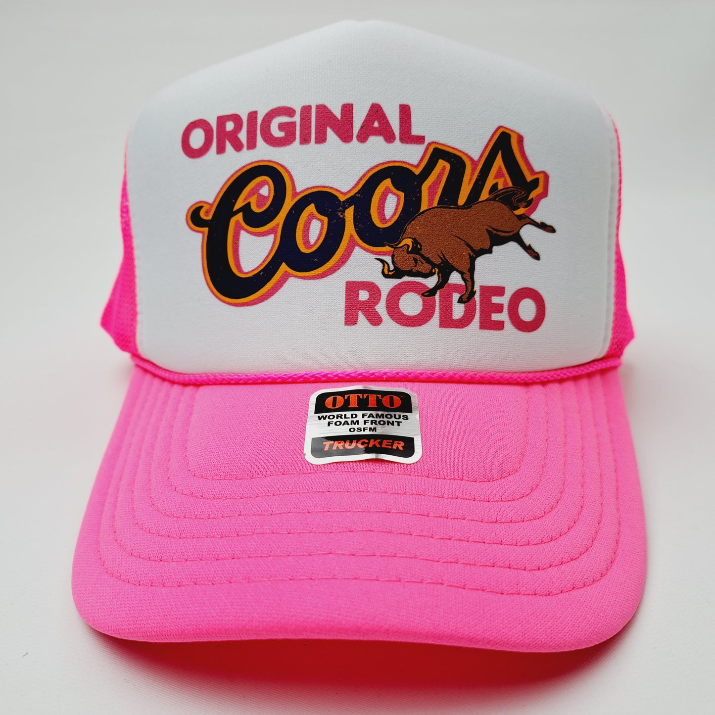 Original Coors Rodeo Foam Mesh Trucker Snapback Pink & White