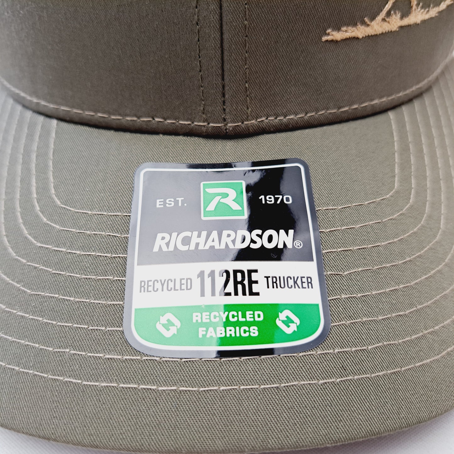 Turkey Hunter Hunting Embroidered  Richardson 112RE Curved Bill Trucker Snapback Cap Hat Loden and Tan Mesh
