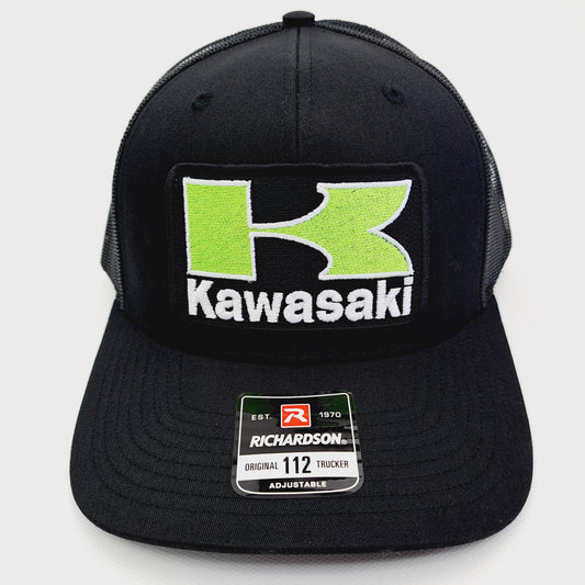 Kawasaki Embroidered Patch Richardson 112 Mesh Snapback Cap Hat