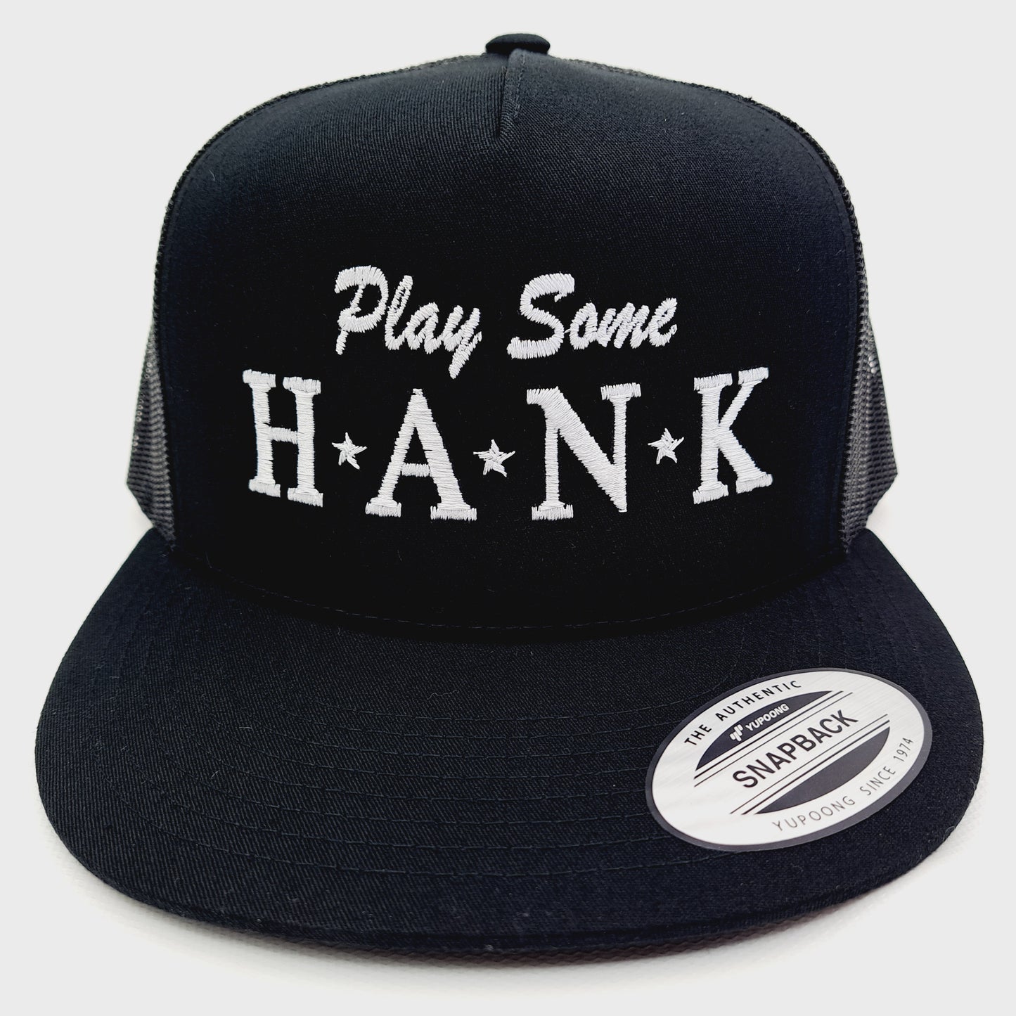 Play Some Hank Williams Jr. Embroidered Flat Bill Mesh Snapback Cap Hat Black Yupoong