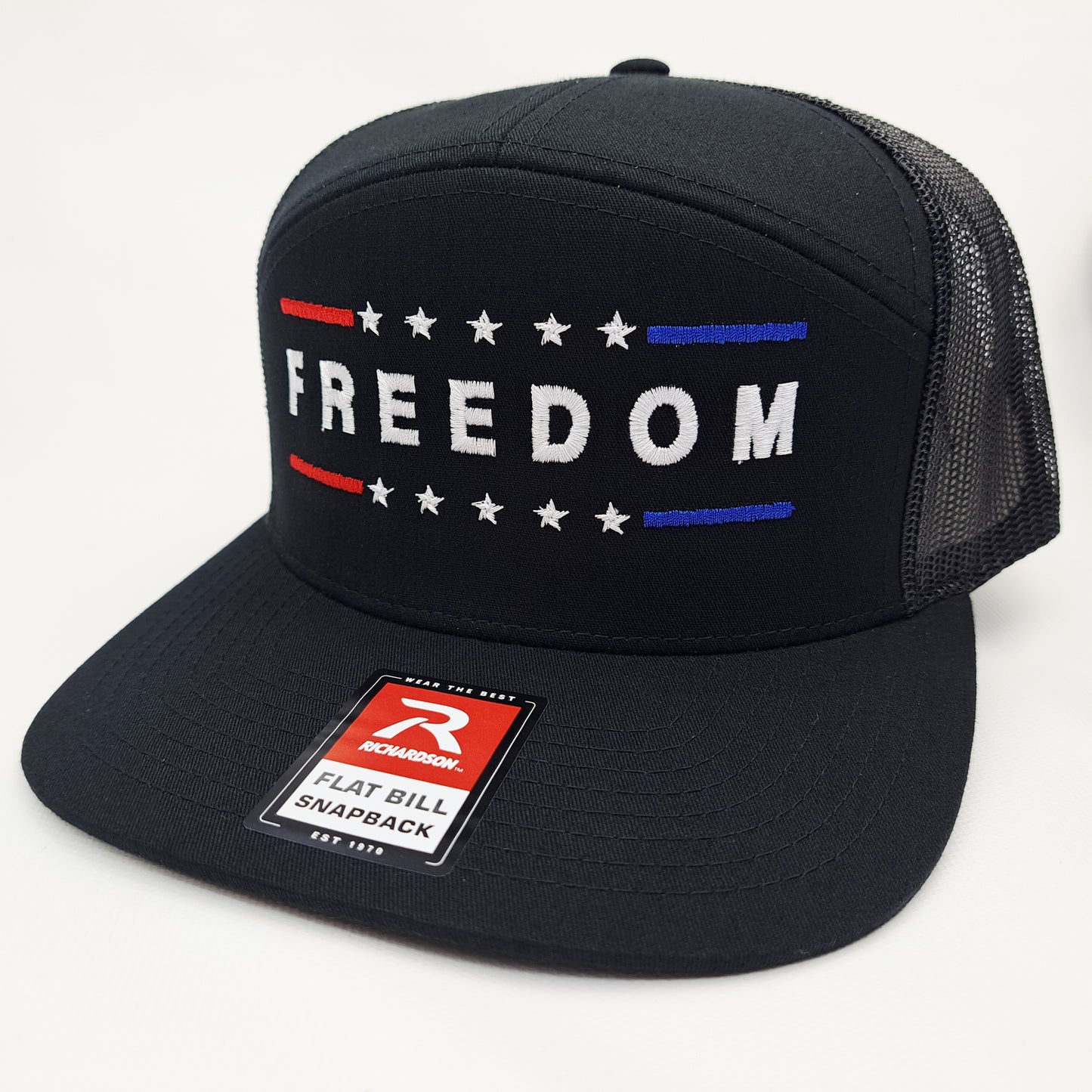 Freedom Charlie Kirk Embroidered Flat Bill Trucker Mesh Snapback Cap Richardson 168