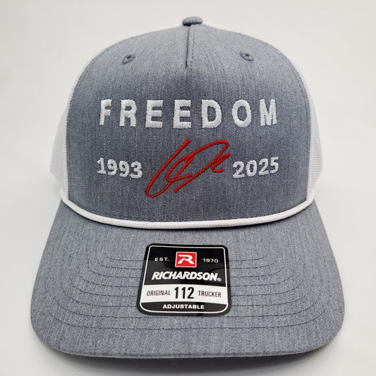 Freedom Charlie Kirk Embroidered Curved Bill Trucker Mesh Snapback Cap