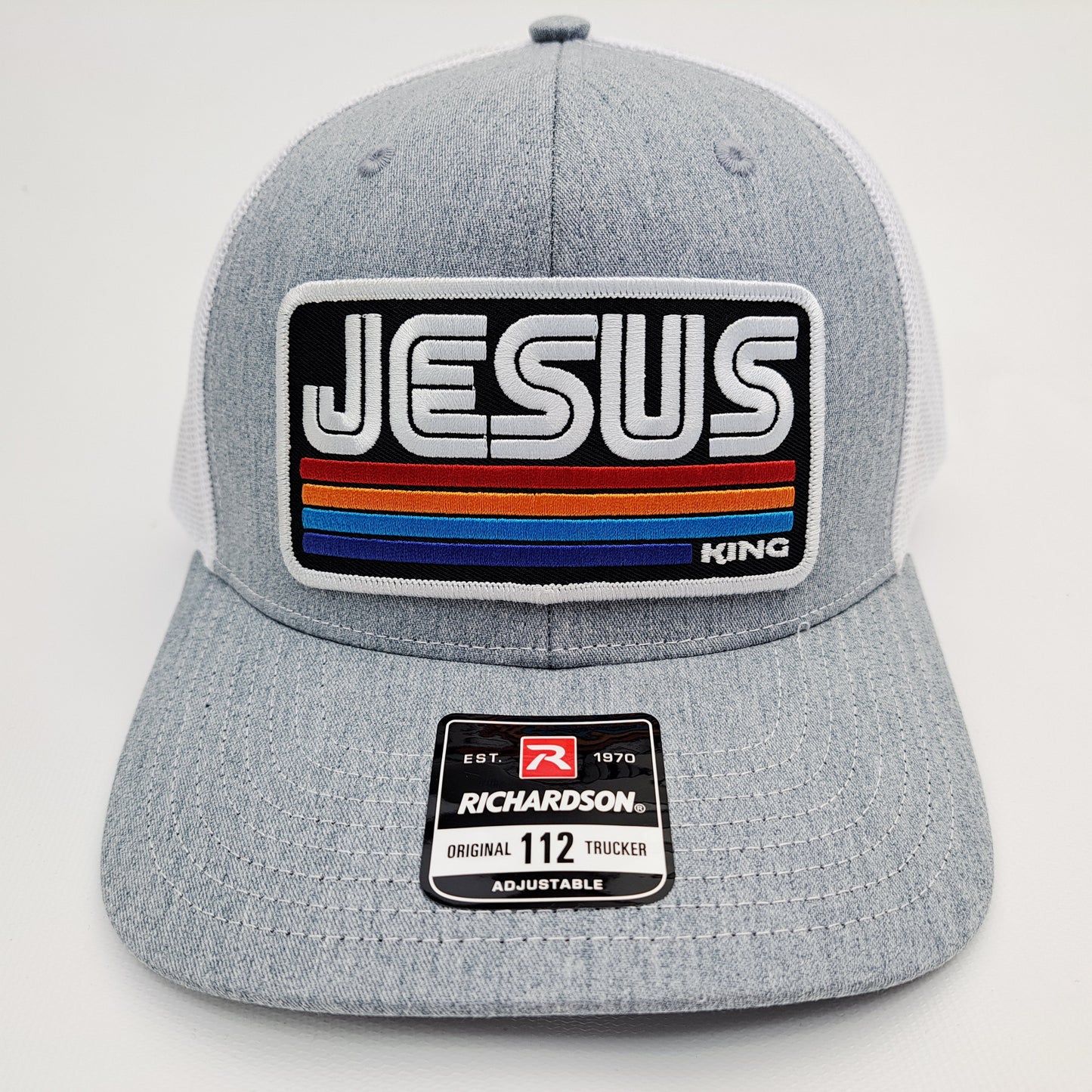 Jesus King Embroidered Patch Richardson 112 Mesh Snapback Cap Hat Black