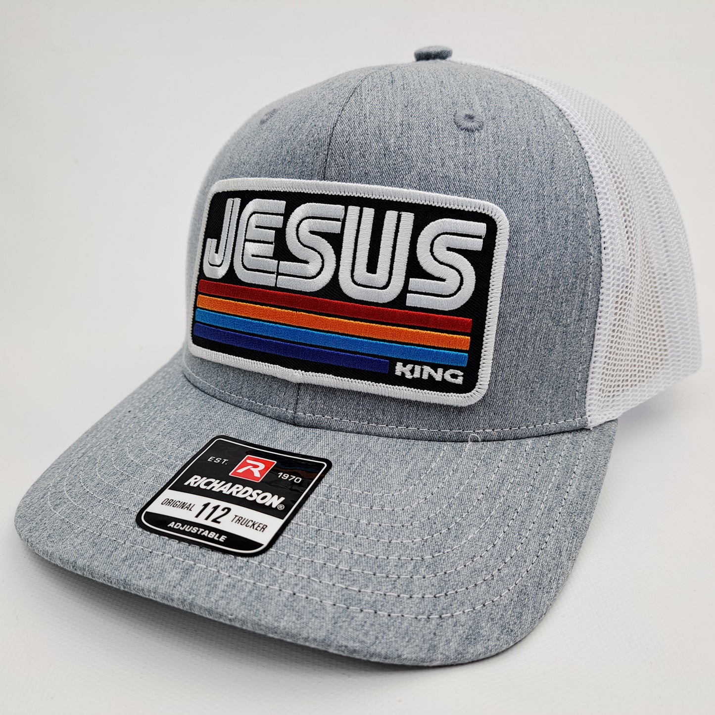 Jesus King Embroidered Patch Richardson 112 Mesh Snapback Cap Hat Black