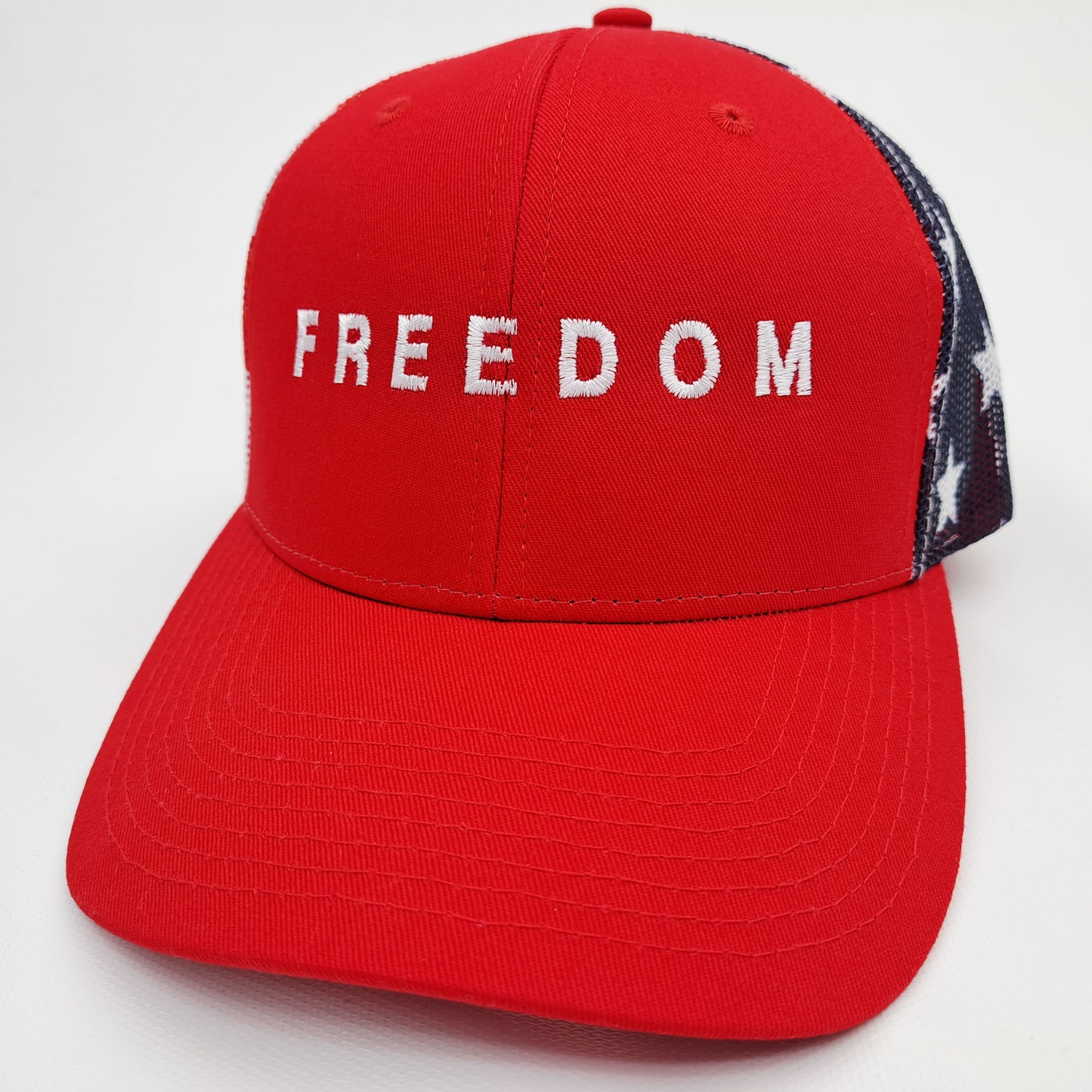Freedom Charlie Kirk Embroidered Curved Bill Trucker Mesh Snapback Cap