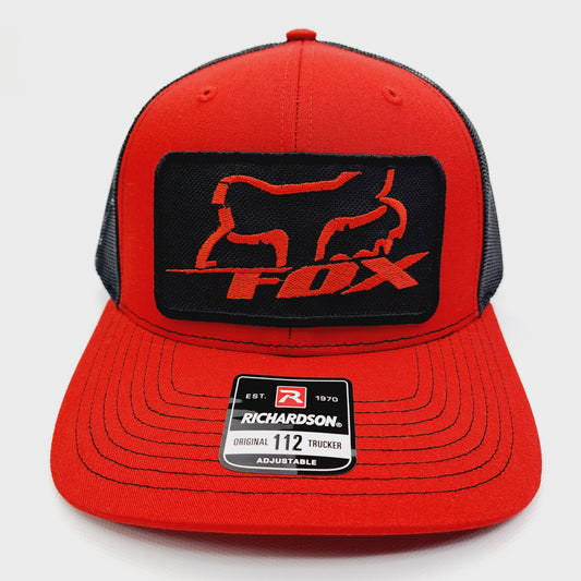 Fox Embroidered Patch Richardson 112 Mesh Snapback Trucker Black One Size Fits Most