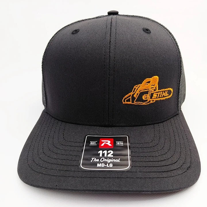 STIHL Chainsaw Richardson 112 Embroidered Cap Hat Mesh Snapback Black