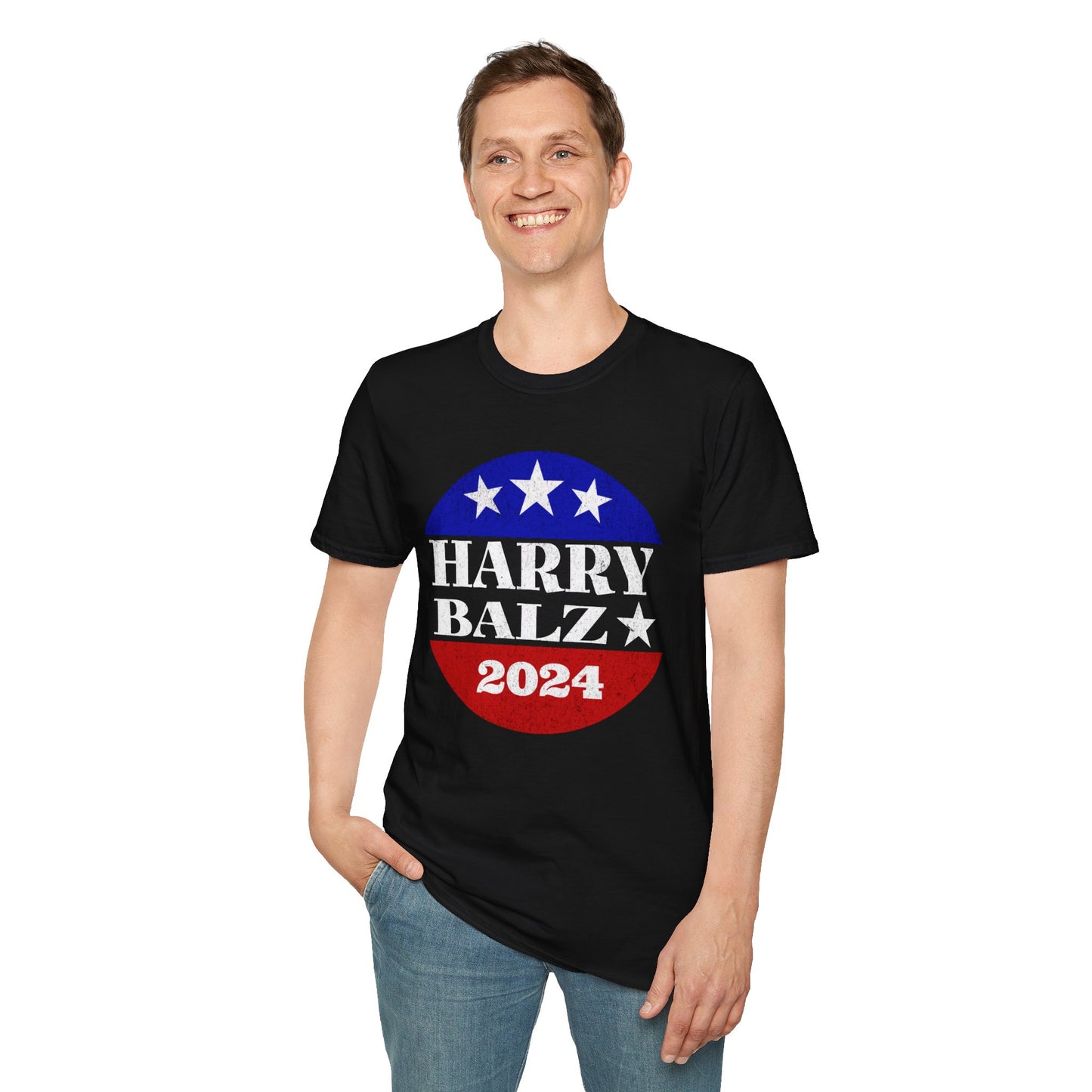 Harry Balz 2024 Election Campaign Unisex Softstyle T-Shirt Harris Walz Spoof