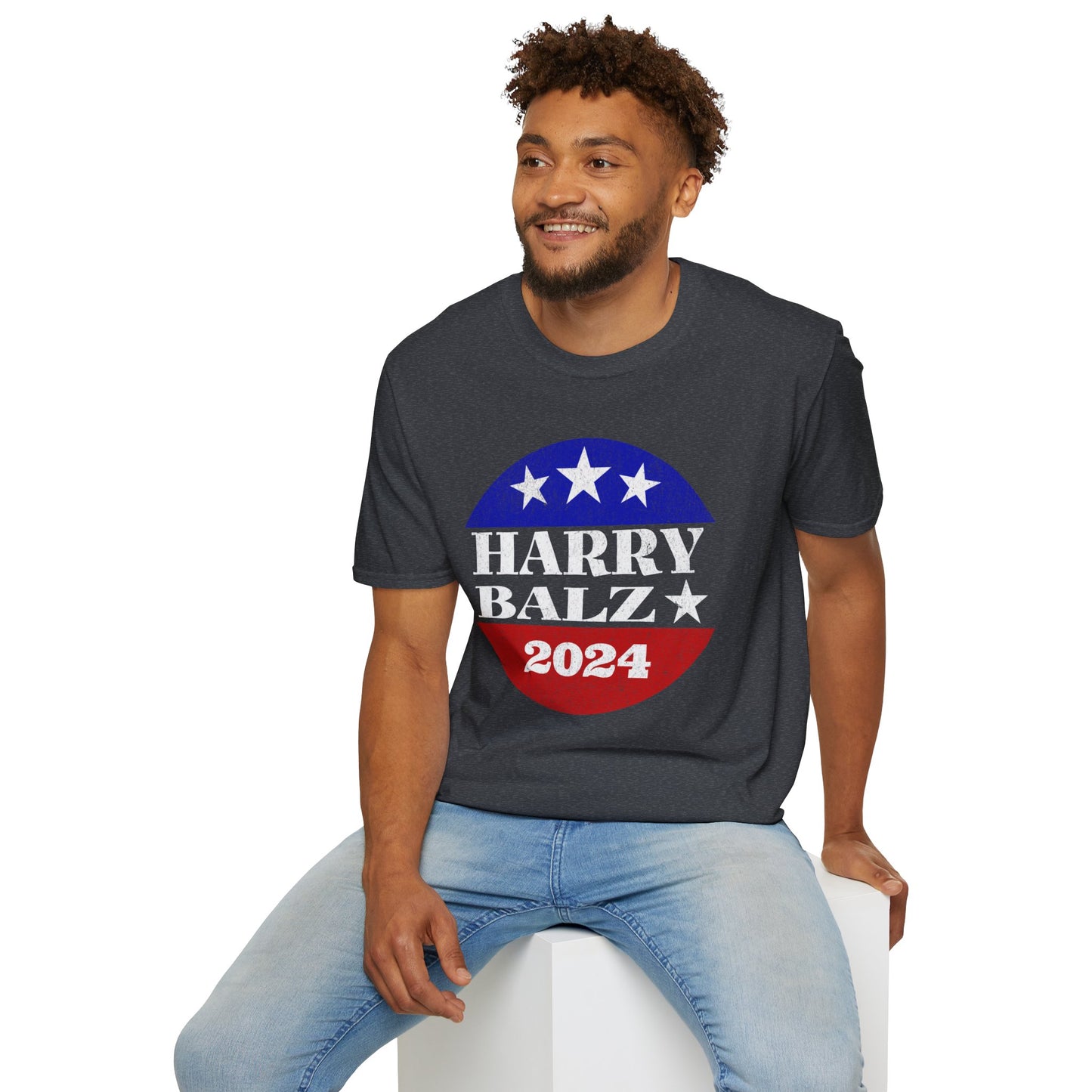 Harry Balz 2024 Election Campaign Unisex Softstyle T-Shirt Harris Walz Spoof