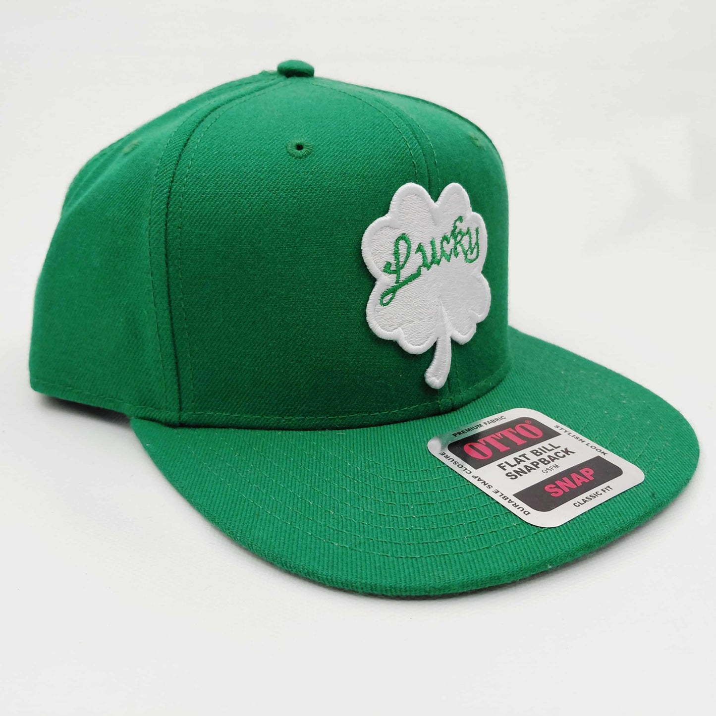 St. Patrick's Day Hat Flat Bill Snapback Green Embroidered Clover Patch