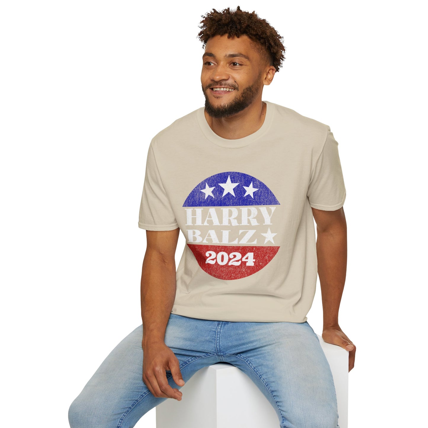 Harry Balz 2024 Election Campaign Unisex Softstyle T-Shirt Harris Walz Spoof