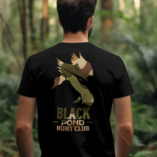 Black Pond Duck Hunting Graphic T-shirt Black Cotton