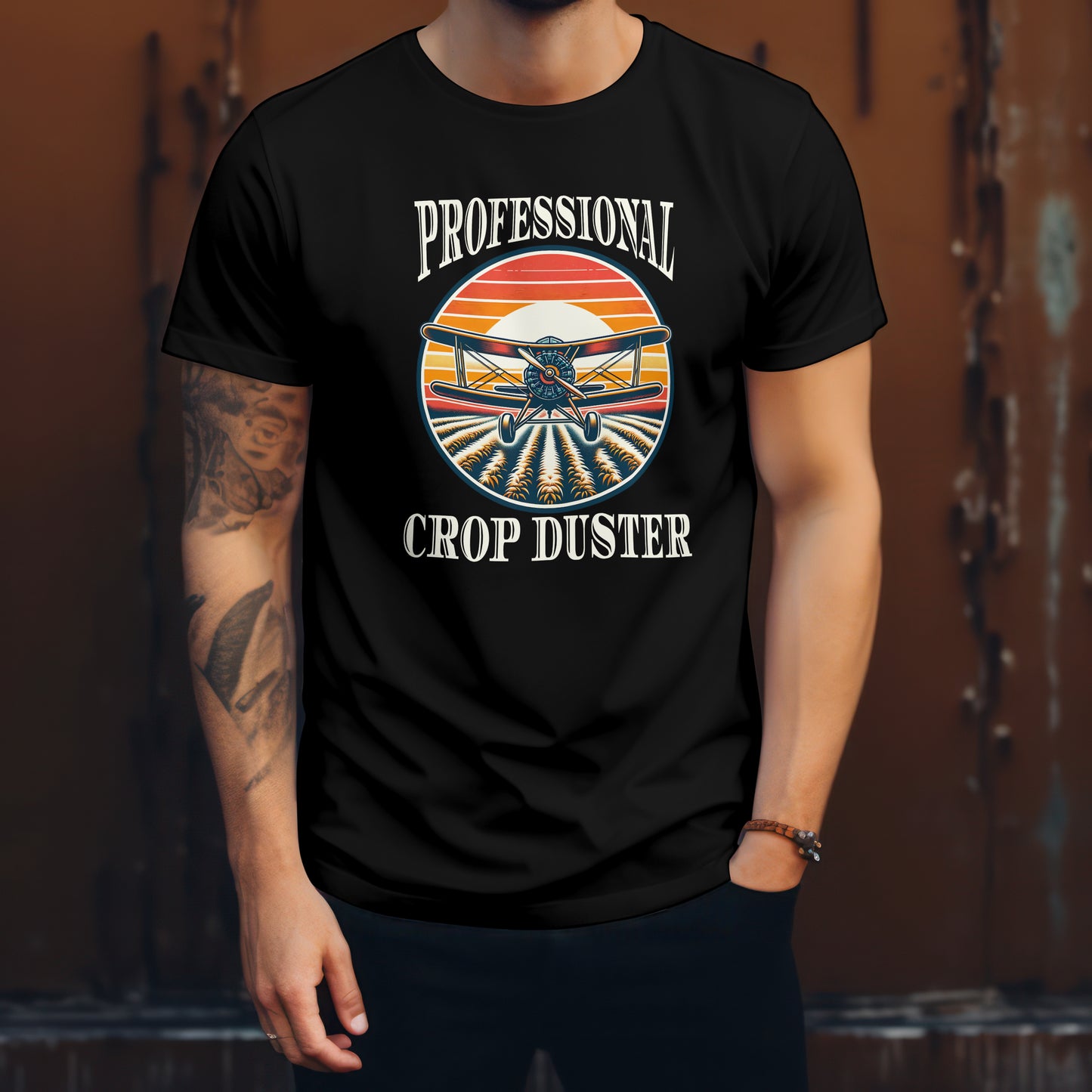 Professional Crop Duster T-shirt Black Cotton