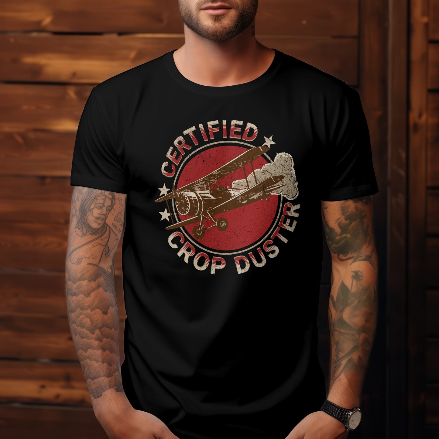 Certified Crop Duster T-shirt Black Cotton