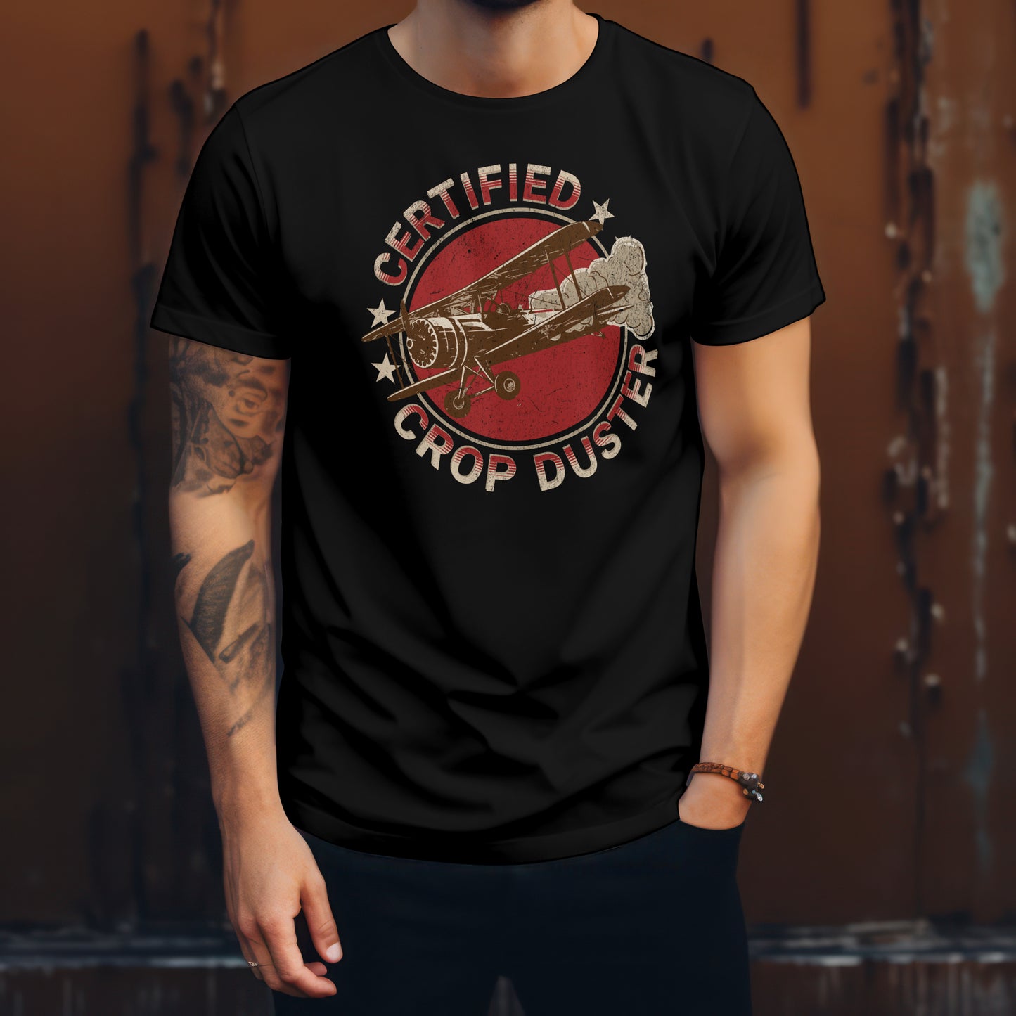 Certified Crop Duster T-shirt Black Cotton