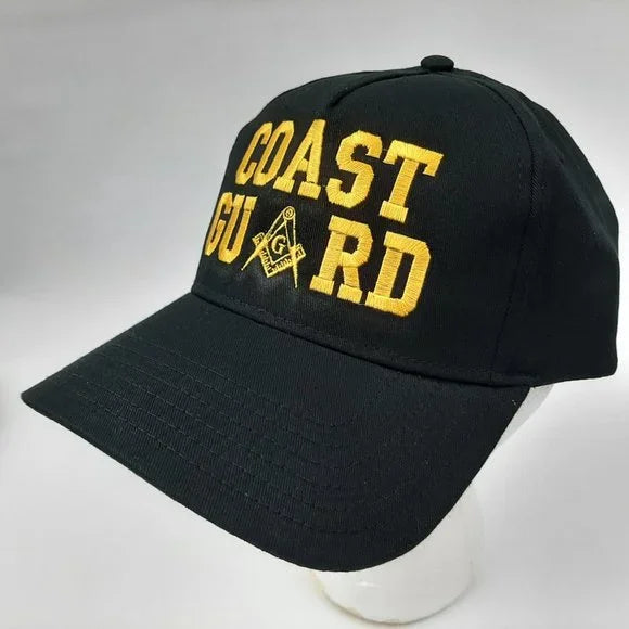 U.S. Coast Guard Mason Men's Embroidered Mesh Snapback Cap Hat Black Cotton