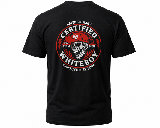 Certified Whiteboy est. at birth T-shirt Mens Multiple Sizes Black Cotton
