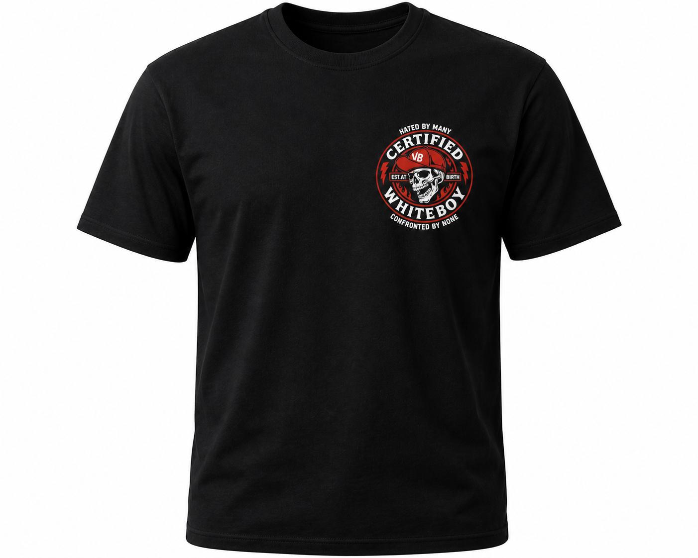 Certified Whiteboy est. at birth T-shirt Mens Multiple Sizes Black Cotton
