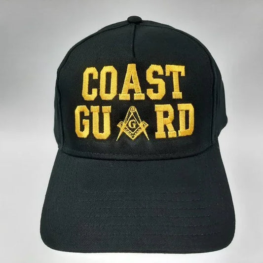 U.S. Coast Guard Mason Men's Embroidered Mesh Snapback Cap Hat Black Cotton