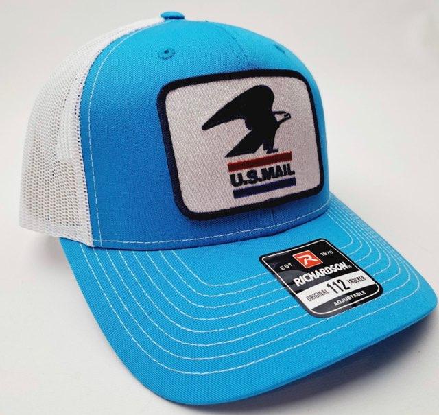 United States Postal Service Post Office Embroidered Patch Richardson 112 Curved Bill Mesh Snapback Cap Hat Blue