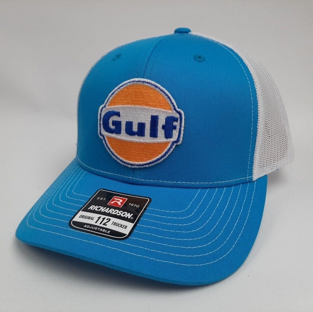 GULF Embroidered Patch Richardson 112 Trucker Mesh Snapback Cap Hat Blue